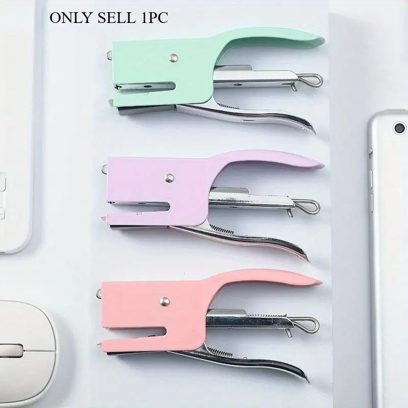 1pc Colored Metal Hand-held Stapler No. 10 Labor-saving Takeaway Packaging Stapler Small Office Public Stapler
