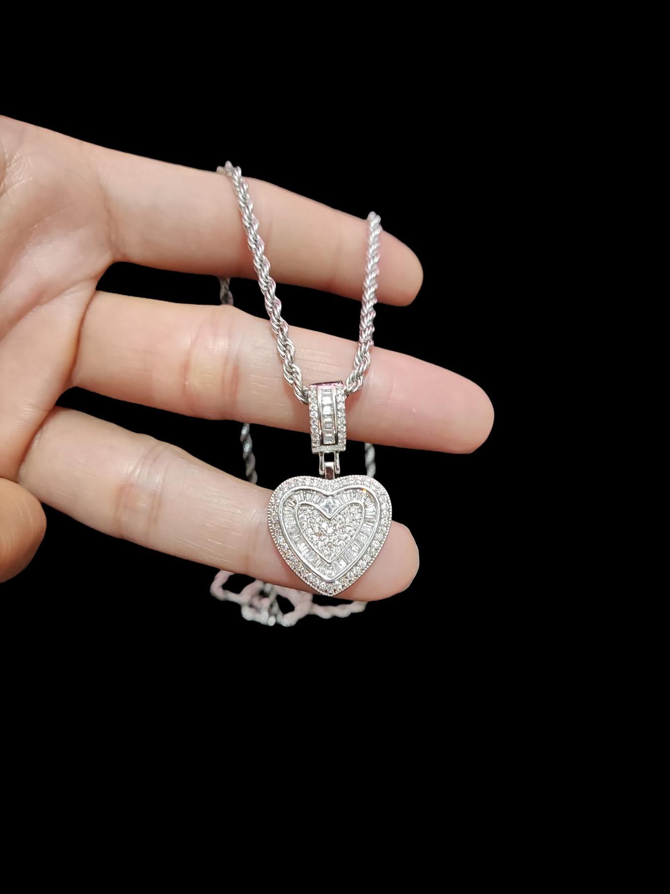 Heart Shaped Artificial Zircon Pendant Necklace for Women, Fashion Jewelry for Party, Daily Clothing Decor, Trendy All-match & Exquisite Jewelry for Birthday Gift, Love Heart Necklace