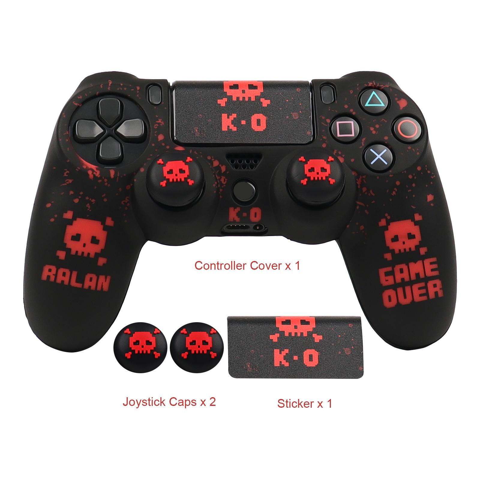 RALAN Silicone Game Controller Protective Case Cover with 2 Thumb Grip Cap & 1 Touch Screen Sticker, Game Controller Protector, Console Accessories for PS4