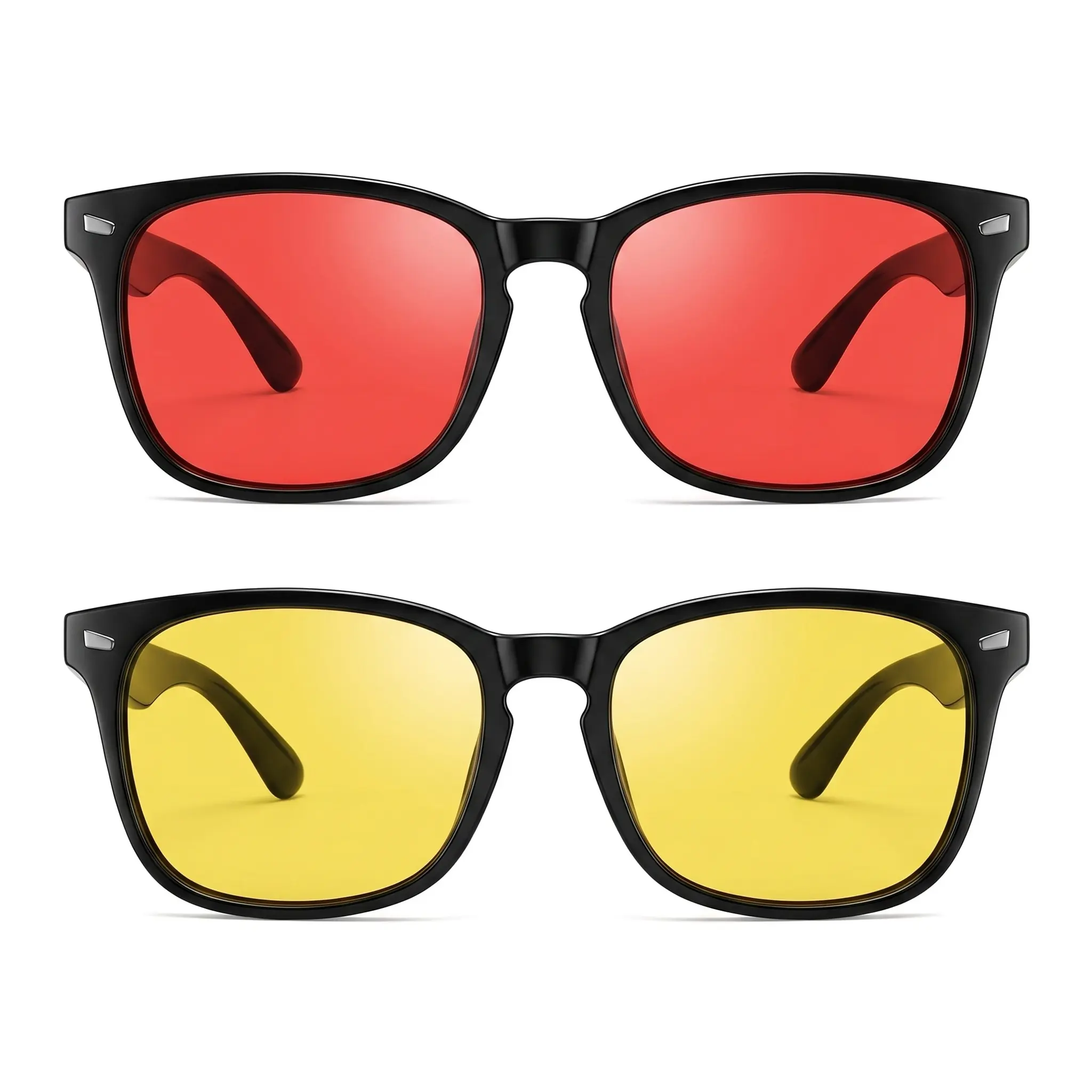 Blue Light Blocking Glasses For Screen Work Sunset Yellow Lens Deep Night Red Lens BPA Free Includes 2 Pouches Cleaning Cloth Men Women