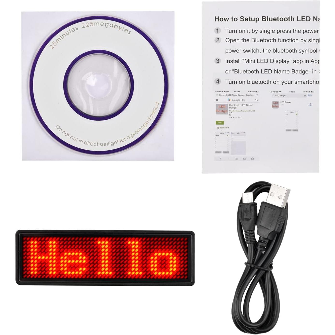 LED Name Tag, Rechargeable   LED Name Badge Reuseable Price Tag 44x11 Pixels Digital Sign Temperature Display for Restaurant Shop Exhibition Nightclub Hotel