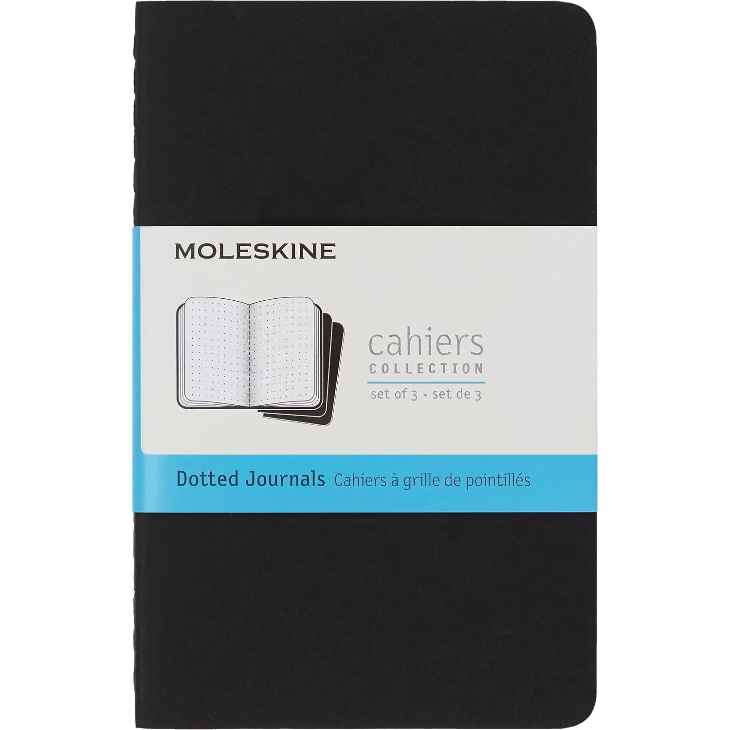 Moleskine Cahier Journal, Soft Cover, Pocket (3.5" x 5.5") Dotted, Black, 64 Pages (Set of 3)