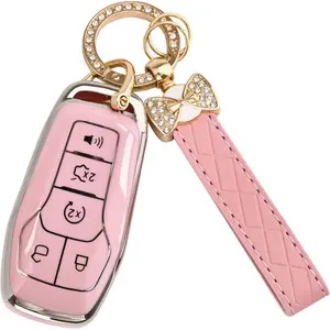 for Ford Key Fob Cover - Soft TPU Key case Holder Key Case Shell Protection for Expedition Bronco Explorer Fusion Escape Lincoln Corsair Nautilus Mustang