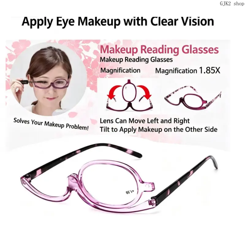 Half Frame Makeup Reading Glasses Single Removable Lens Fashion Presbyopic Glasses Multi Diopters 8 Colors