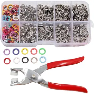 Including 100pcs Invisible Colored Metal Buckle & 1 Count Manual Pressure Pliers,Household Sewing Accessories for DIY Handicraft Clothing & Hat,Buttons & Pliers Tool Kit,Seamless Stitching Sewing Kit Tools,Sewing Supplies Crafts