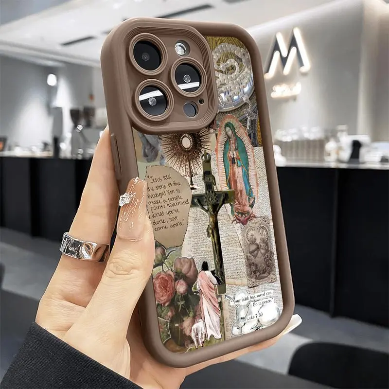 Smartphone Casing for iPhone 18 Pro Max 17 16 Plus 15 14 13 12 11 XR Air E Fashion Religious Collage Anti-Scratch Shockproof TPU Bumper Drop-Proof Handheld Devices Accessories Protection