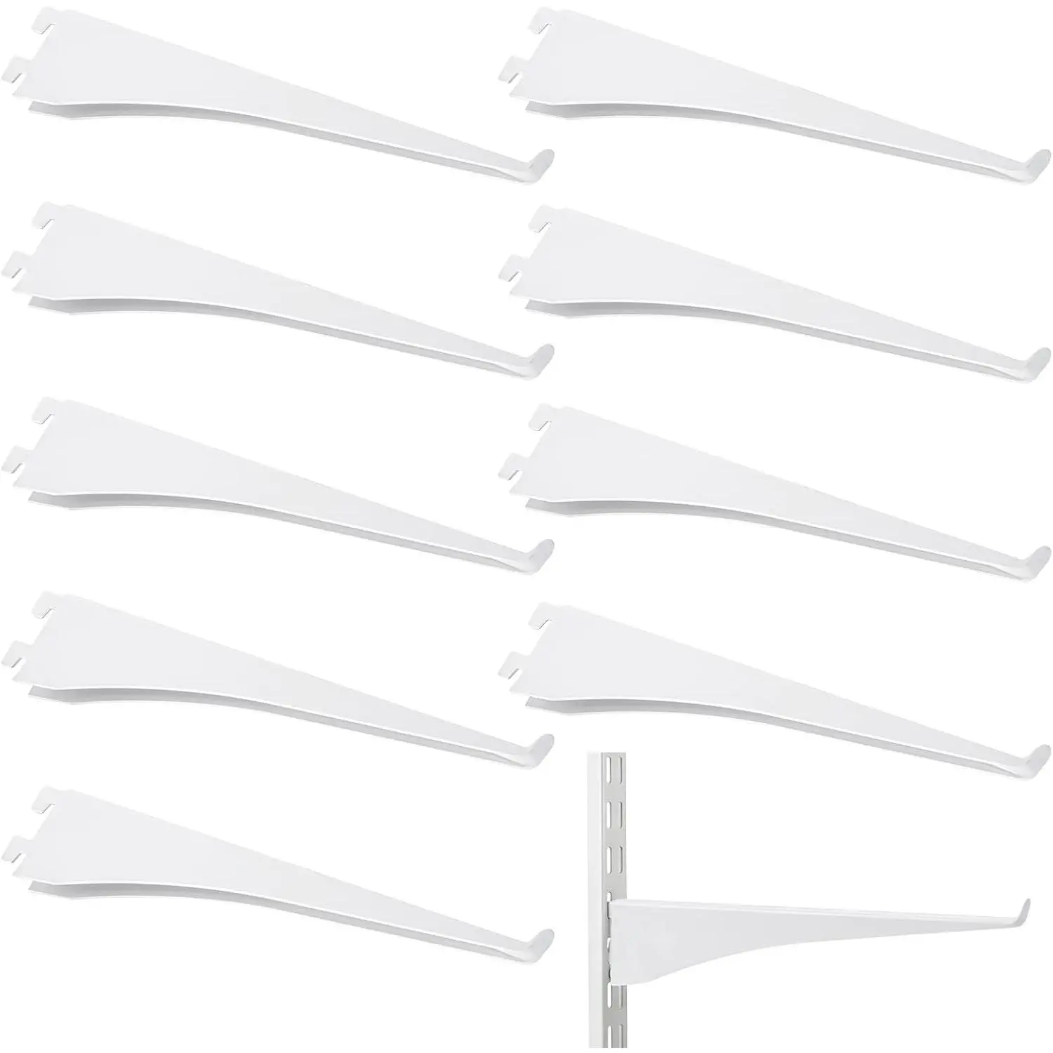 10 Pack Adjustable Shelf Brackets for Double Track System Closet Organization Heavy Duty Wire Shelf Brackets