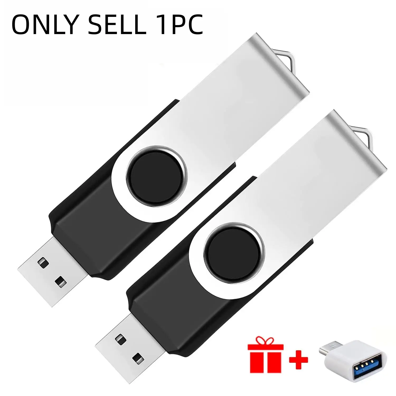 2-Pack Type-C Adapter USB Flash Drives, 256GB/512gb/1tb USB 2.0 High-Speed, Metal USB Drive, for PC/laptop/tablet/mobile/audio Devices, USB Thumb Drive