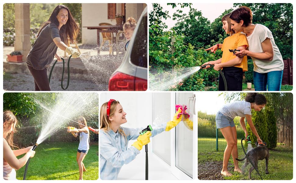 Garden Hose 100ft Flexible Water Hose Non-Expandable High Pressure Kink-Free Leakproof Durable Portable Lightweight Outdoor Yard Lawn Black Fabric Watering Hose with 3/4" Aluminum Fittings