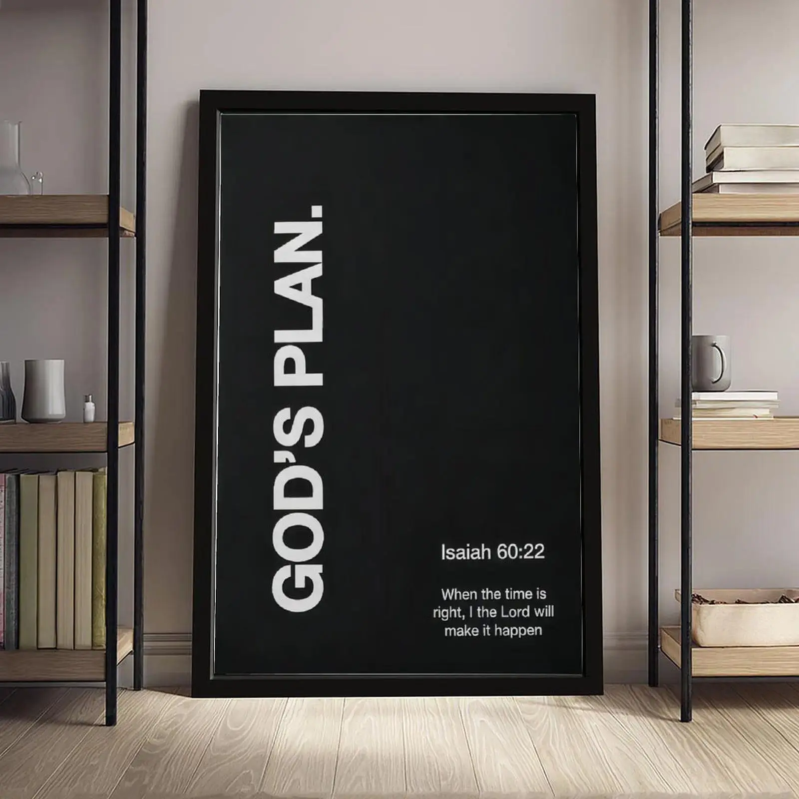 God's Plan Isaiah 60:22 Scripture Black-White Religious Canvas Wall Art - Framed/Unframed Prints, Christian Gift, Inspirational Home Office Bedroom Decor, Bible Verse Posters & Prints