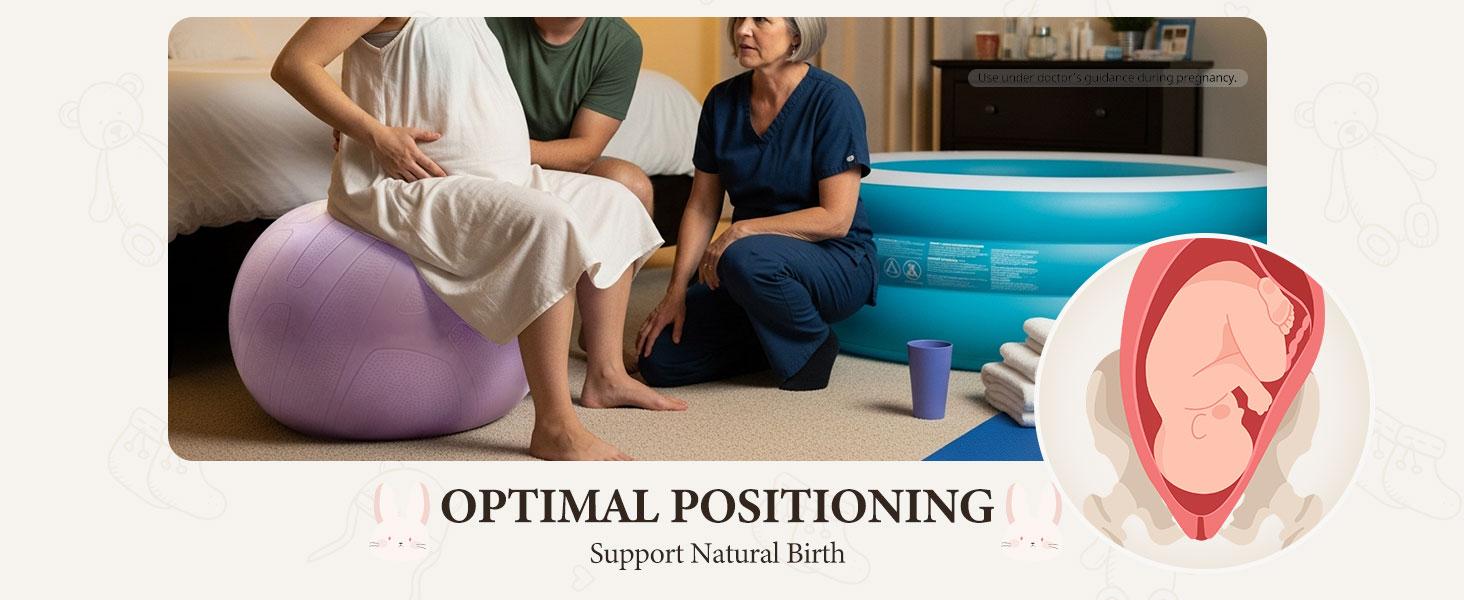 Trideer Pregnancy Birthing Ball - 1.7mm Extra Thick Yoga Ball for Maternity, Labor, Exercise, Physio, Recovery - Guide & Baby Memory Book Included - 440LB Anti-Burst & Non-Slip Stability