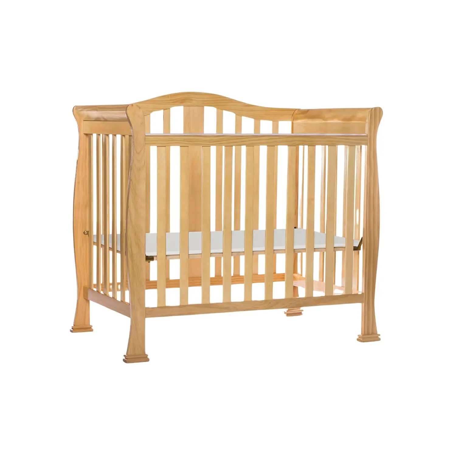 Dream On Me Addison 4-in-1 Convertible Mini Baby Crib in Natural, GreenGuard Gold & JPMA, Non-Toxic, Pinewood, Converts to Mini Daybed & Twin Bed, 1″ Mattress Pad, for Best for Small Nursery
