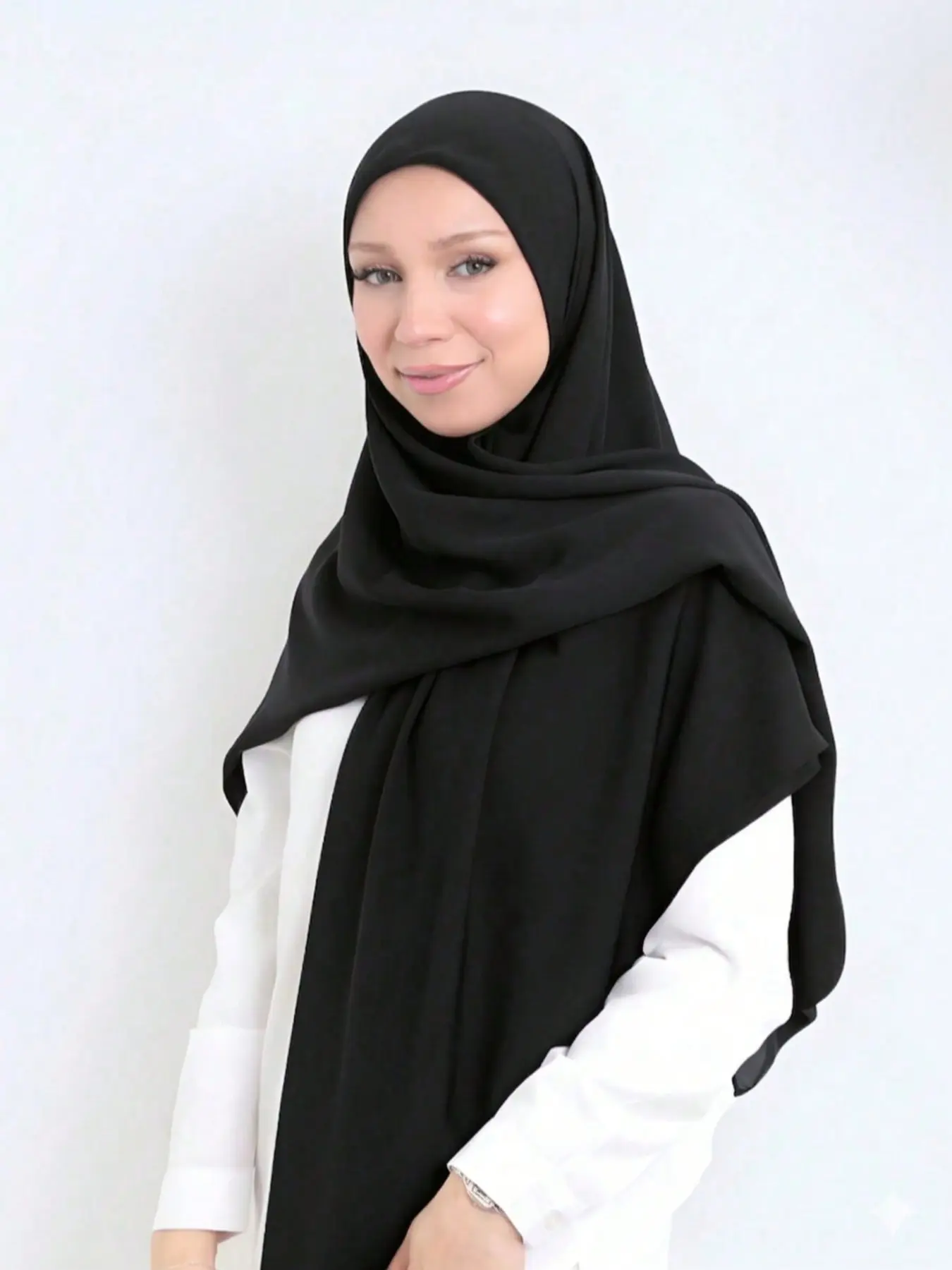 Women's Single Color Chiffon Beach Scarf, Muslim Headscarf, Arabic Casual Large Scarf, Sun Protection Wrap, 140x140cm, Daily Use