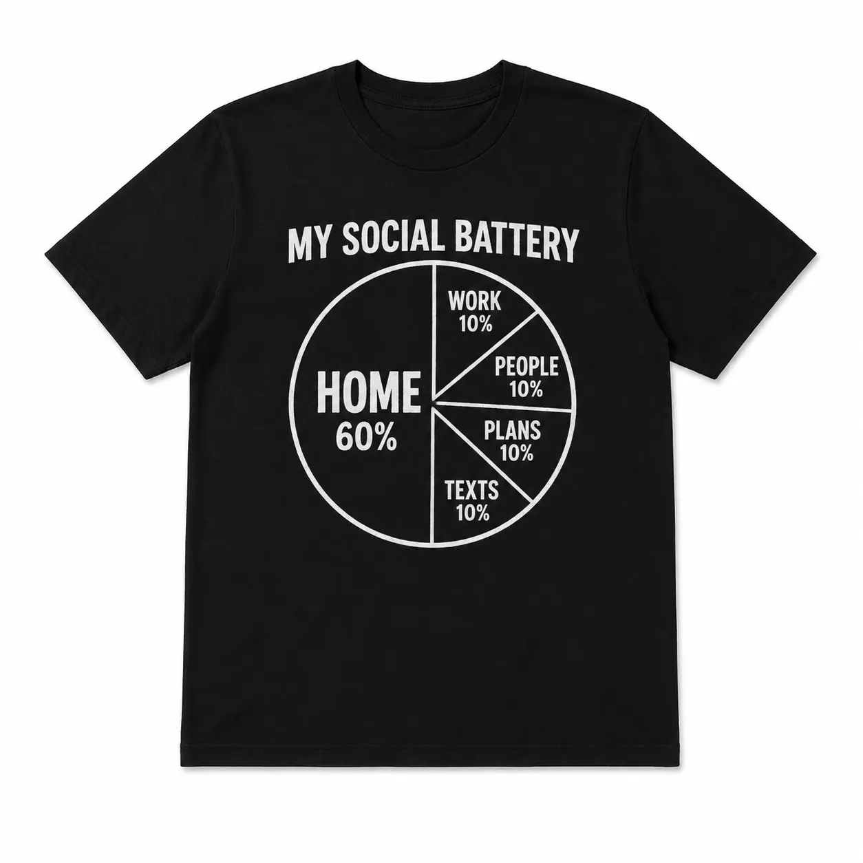 My Social Battery T-Shirt, Funny Introvert Graphic Tee, Homebody Humor Shirt, Sarcastic Pie Chart Tee, Gift for Introverts