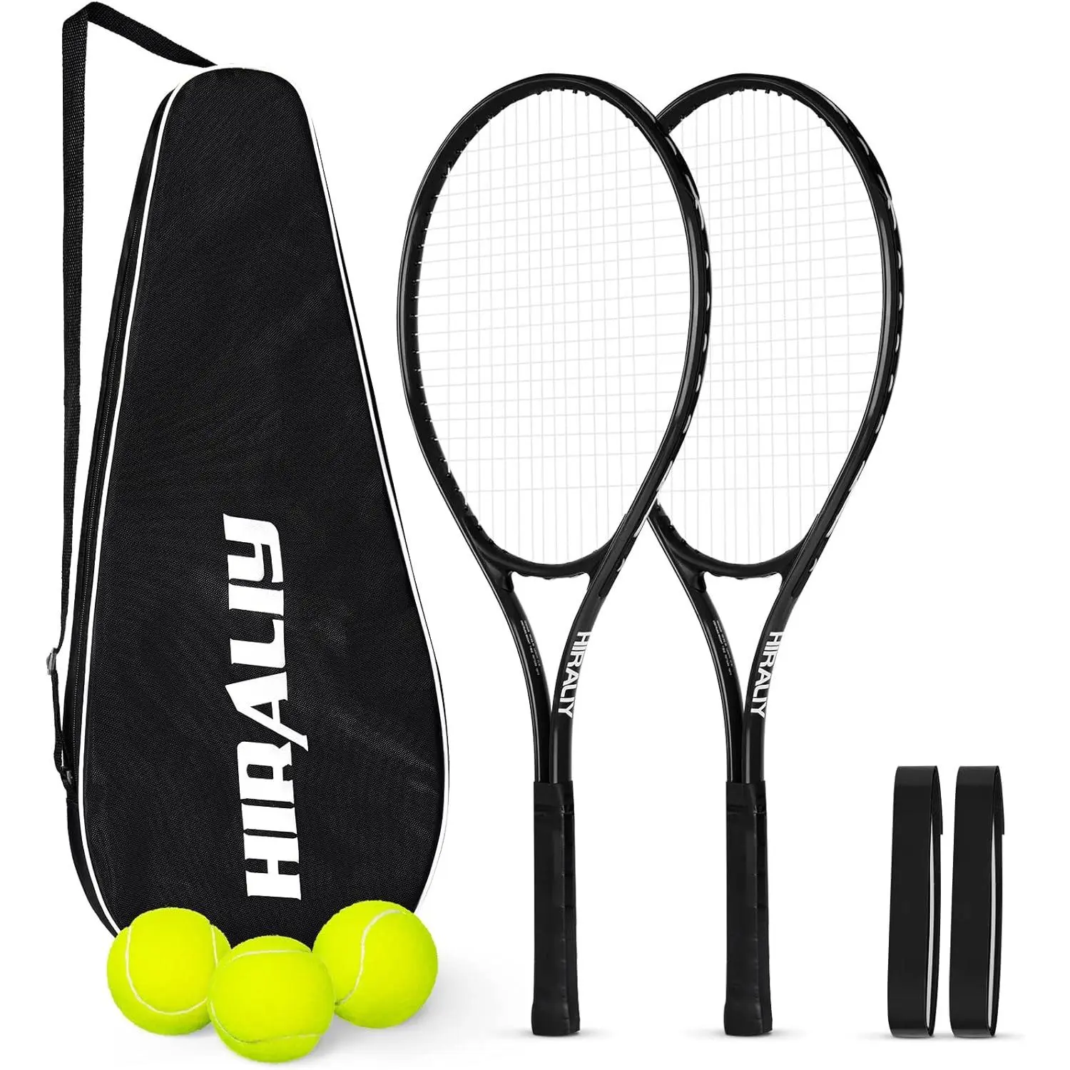 2-Pack 27in Lightweight Aluminum Tennis Rackets for Adult Beginners, Novices - Vibration Dampening, Large Sweet Spot - Includes Beginners Balls, Carry Bag - Ideal for Holidays, Birthdays, Families, Couples, Adults