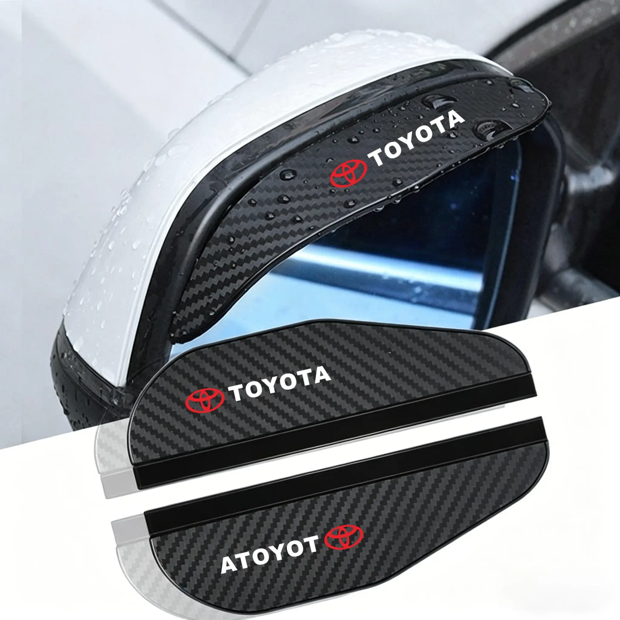 2pcs Car Rearview Mirror Rain Guards, Wide Window Deflectors, Compatible with Toyota Models, Auto Accessories, Automotive Weather Protection