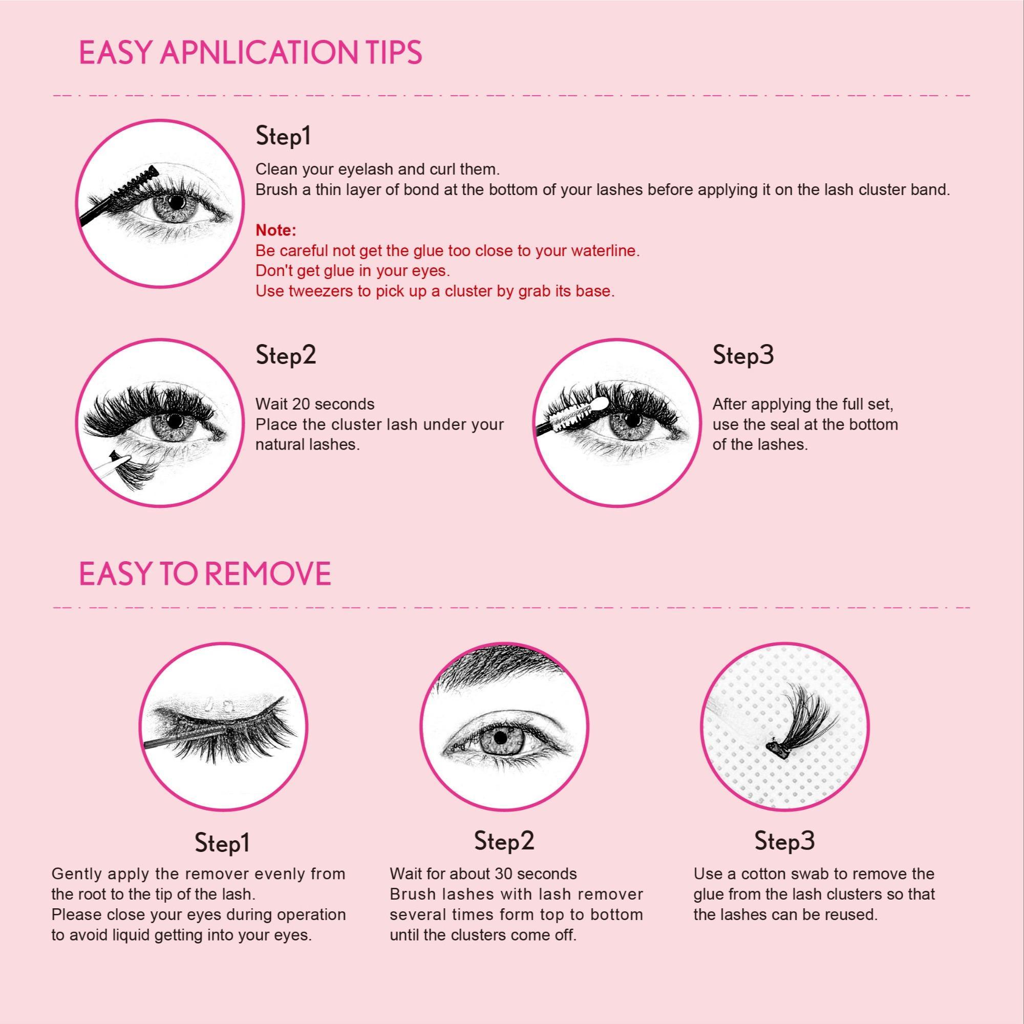 10-20mm Cluster Eyelashes Extensions, 1 Set Eyelash Cluster Kit with Tweezers, Glue, Remover & Brush, DIY Eyelash Kit, Volume Focused Lashes, False Eyelash Set