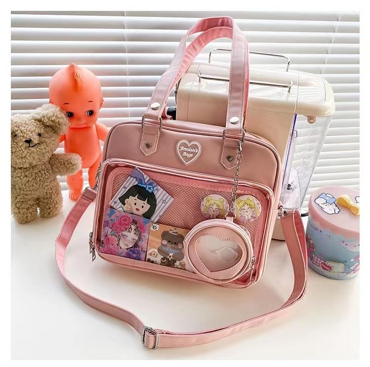 Women Japanese Style Trend Kawaii Candy Color Large Capacity Ita Bag Fashion Student Preppy Shoulder Bag Messenger Crossbody Bag