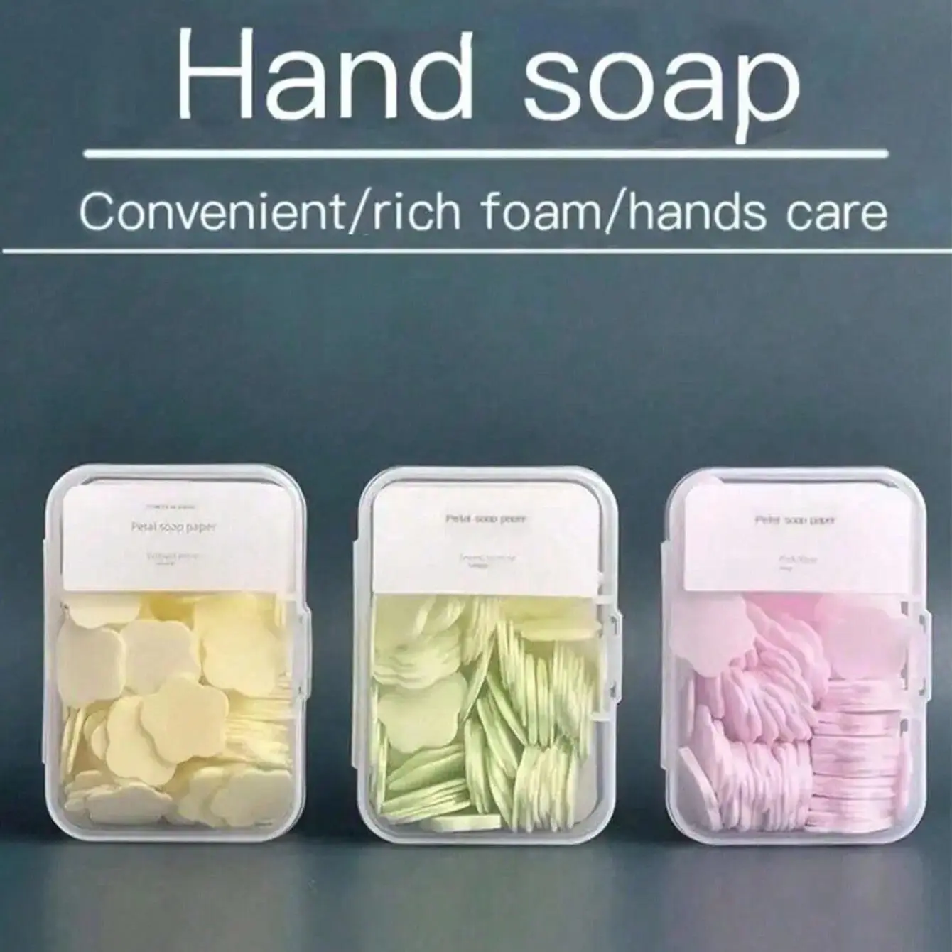 3 Boxes Disposable Flower Shaped Soap Sheets, Portable Travel Paper Soap, Scented Floral Soap Flakes, Lightweight Hand Washing Soap for Camping, Hiking, School and Daily Use