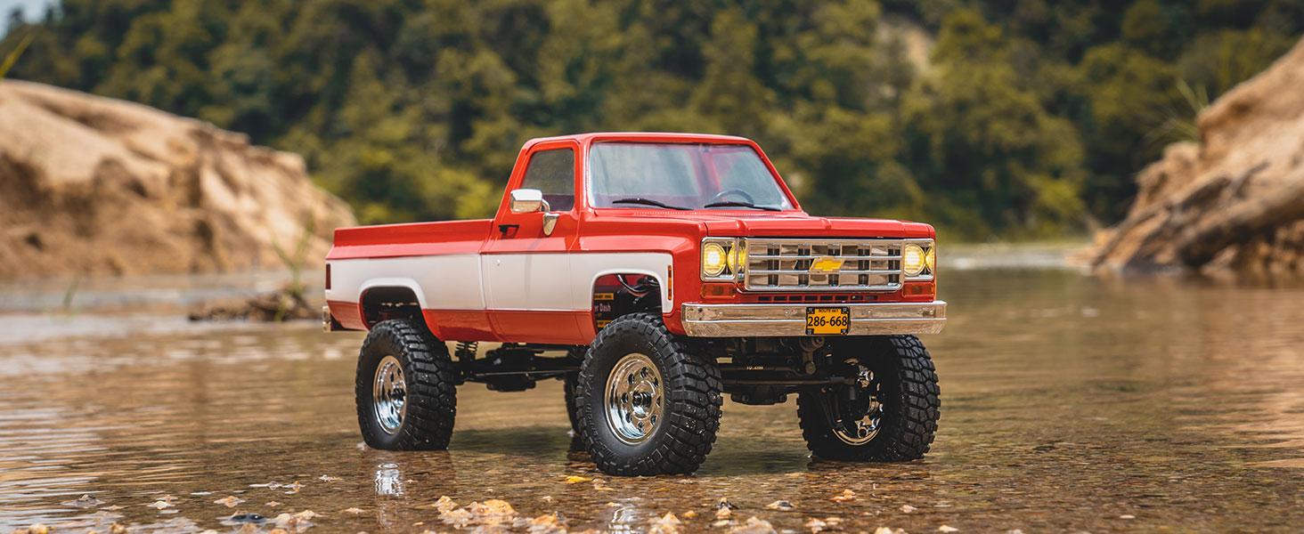 FMS 1/18 RC Crawler FCX18 Chevy K10 RC Truck RTR RC Car Model Car 8km/h 4WD 900mAh Hobby RC Cars Remote Control Car with LED Lights Vehicle 4-Ch 2.4GHz Transmitter Outdoorfun Fathersdaygift Chevrolet Chassis