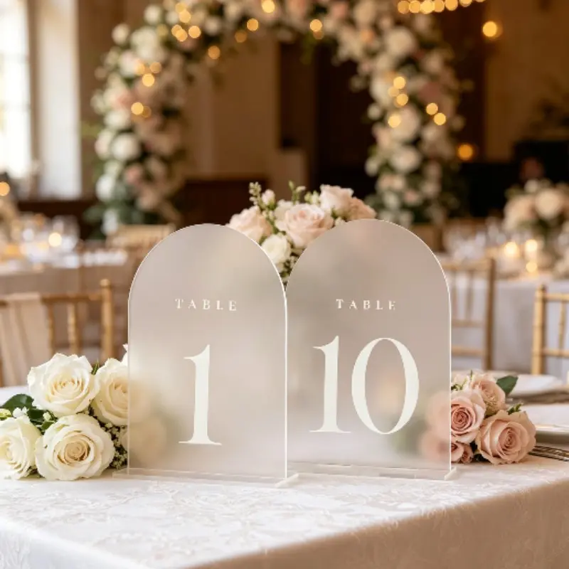 Wedding Table Numbers, 5x7 Inch Mirror Arch with Stands, Table Signs for Weddings, Events, Parties, Restaurants