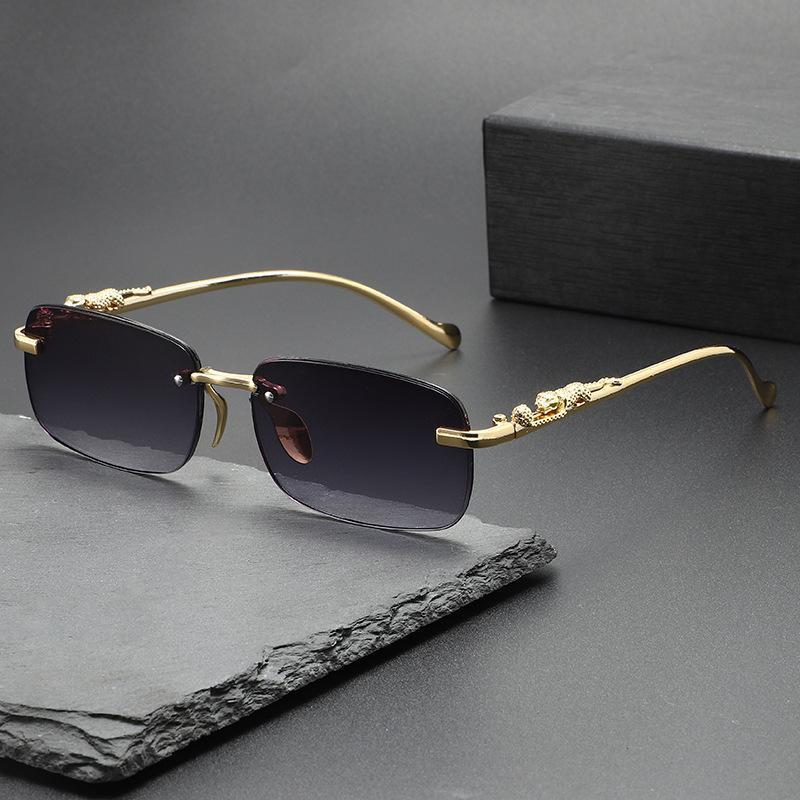 2026 New Trend Retro Rimless Square Sunglasses for Women Men Metal Temple Rectangle Frameless Eyewear Shades