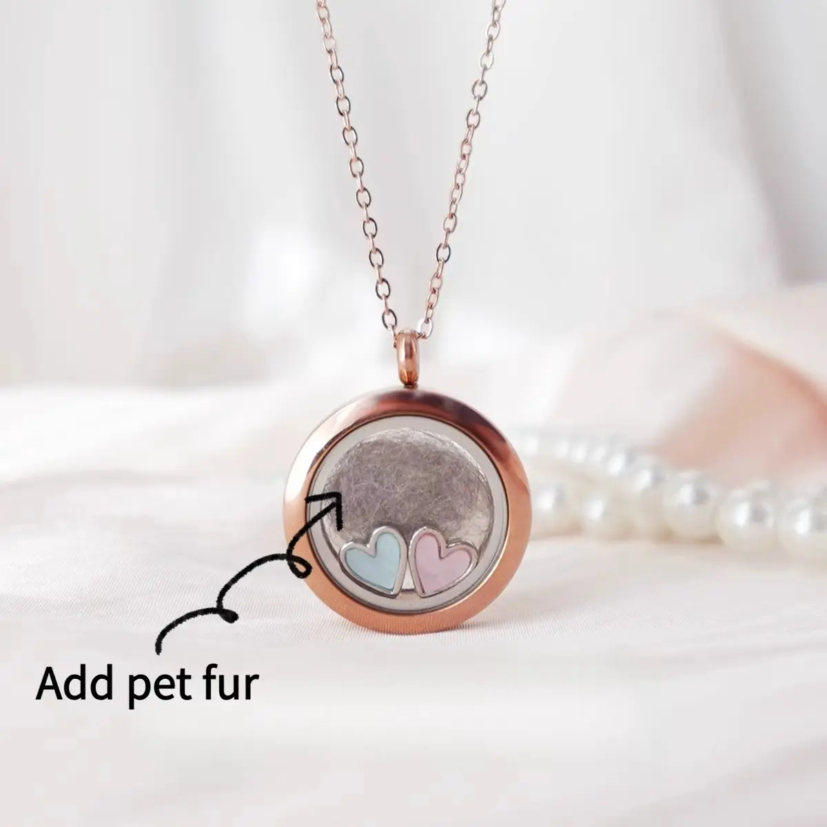 Pet Fur Memorial Necklace Dog Cat Ashes Hair Keepsake Necklace Small Transparent Glass Circle Chain Pet Urn Pendant Memorial Jewelry for Men Women Vial Souvenir