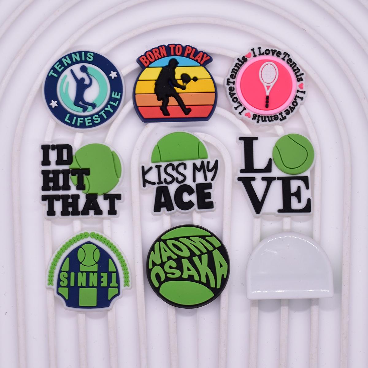 New tennis sports trend DIY accessories, PVC soft adhesive patches for phone cases, hair accessories, and flat decorations