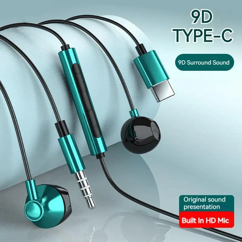 Wired Headphones with 9D Surround Sound, Compatible with Galaxy S26/s25/s24/s23/s22 & iPhone 15/16/17 Pro Max, USB-C/3.5mm Jack Design