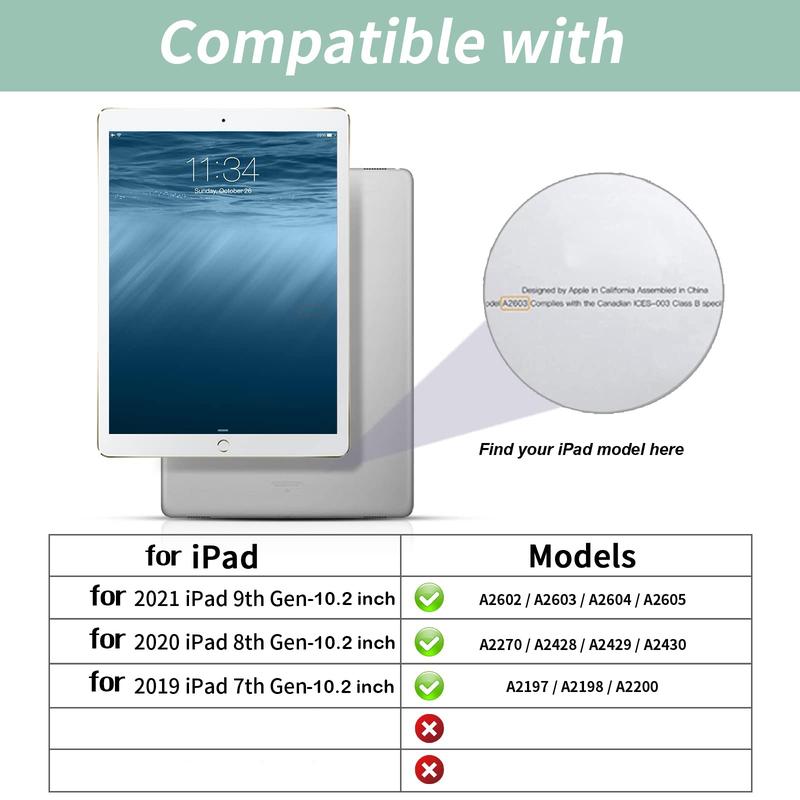 Rotatable Magnetic Tablet Case, 1 Count Detachable Tablet Case, All-inclusive Shockproof Drop Protection Protector Cover Compatible with iPad 10.2 7th 8th 9th Gen, iPad Tablet Accessories