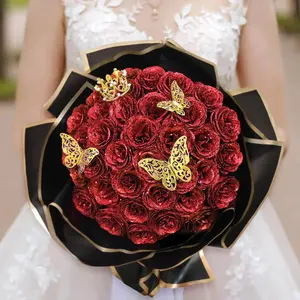 24/36 DIY Sparkling Rose Bundle Set with 3D Butterfly Crown and Ribbon, Suitable for Girlfriend, Wife, Mom, Friend, Female Gift, Perfect for Valentine's Day, Birthday, Engagement, Wedding Anniversary, Graduation