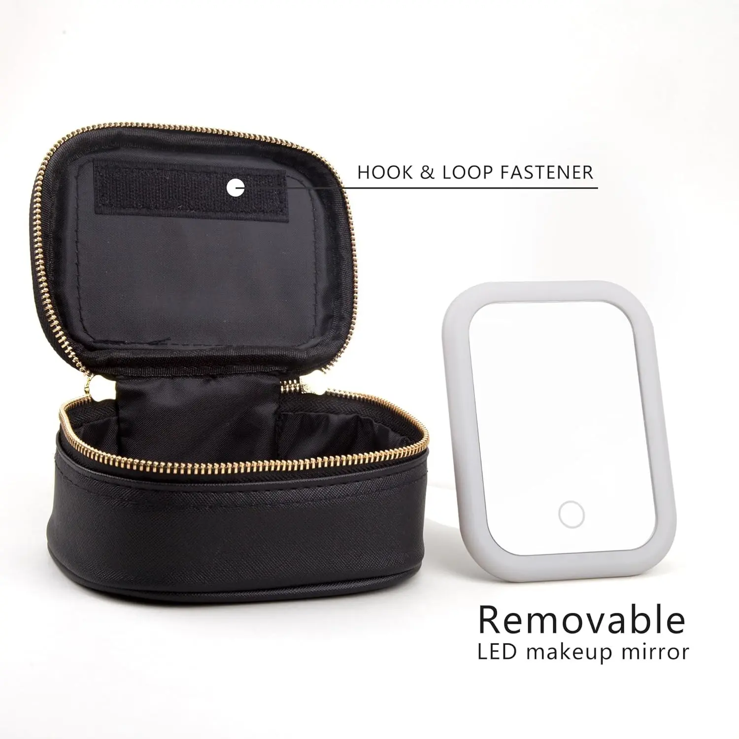 Mini Makeup Bag with LED Mirror for Women, Small Travel Cosmetic Organizer with 3 Light Modes and Adjustable Brightness, Portable Toiletry Bag for Work and Pool Parties
