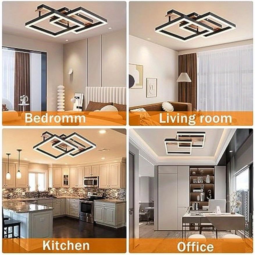 New Modern Led Ceiling Light Solid Wood Dimmable Rectangle Indoor lighting