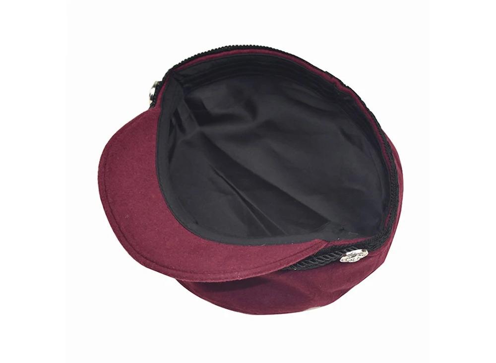 Fashion Women Men  Spring Autumn Sailor Black Ladies Beret Top Captain Cap Travel  Octagonal Hat