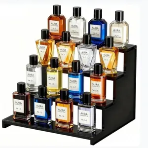 Display Rack, 4-Tier Plastic Organizer, Ideal for Perfumes, Cologne, Spices, Dolls, Cupcakes, Desserts, Countertop or Cabinet Use