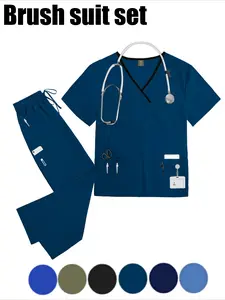 Men's Nursing Home Patient Care Staff Scrub Set Two-piece Nursing Uniform Doctor Nurse Spa and Beauty Work Suit Set