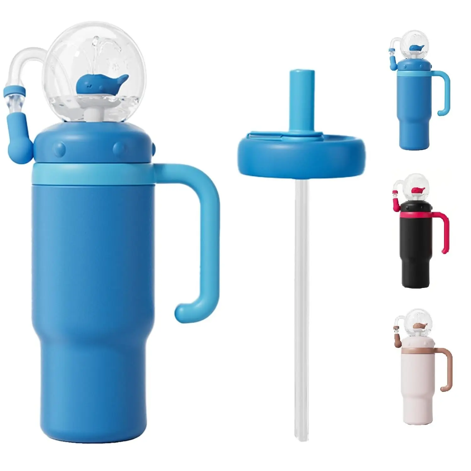 Whale-shaped Water Bottle, Stylish Insulated Stainless Steel Cup, Leak-Proof Bottle with Dual Silicone Spouts—A Unique and Surprising Gift for the Office or Home