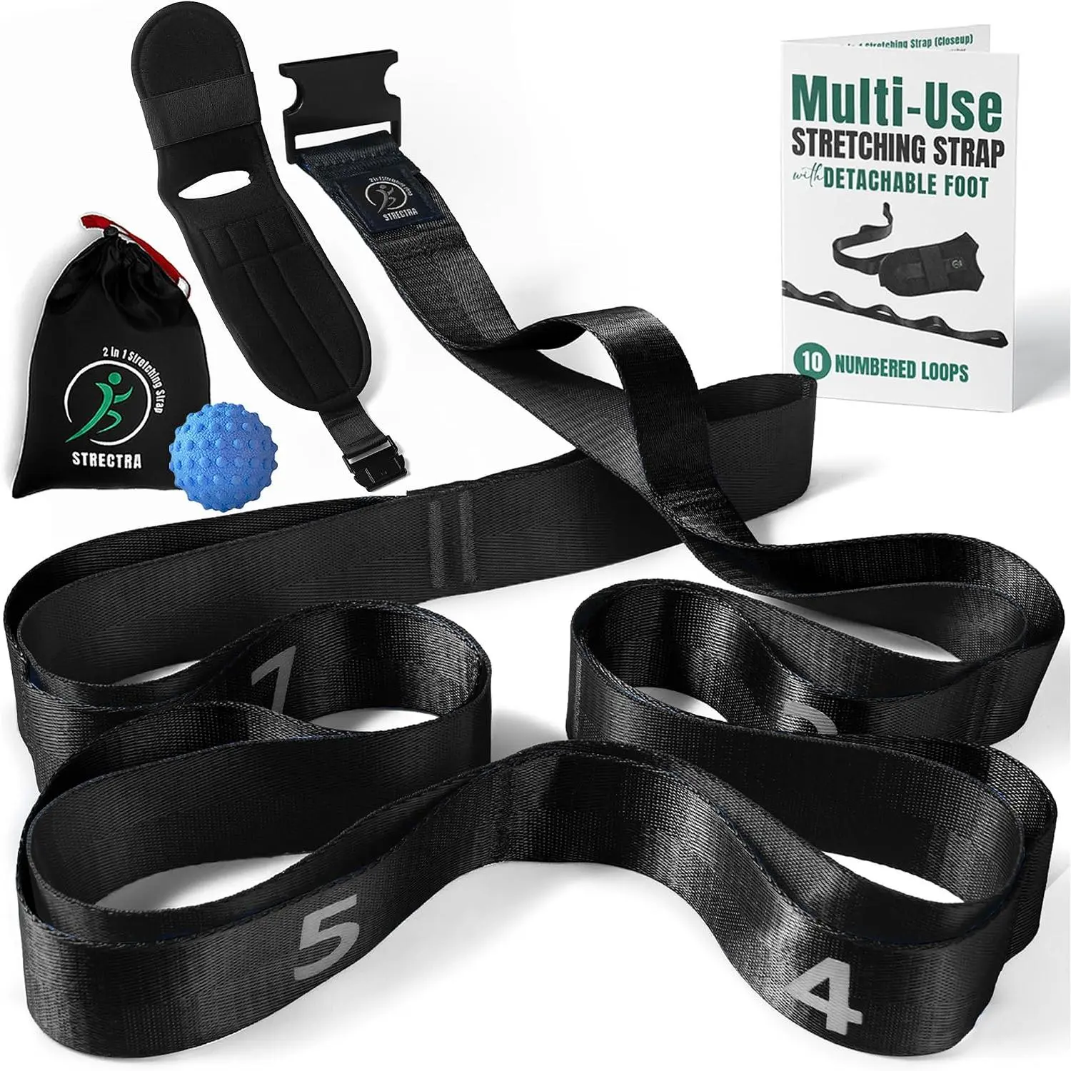 Stretch Strap with Loops Physical  - Full  Exercise Straps for Stretching with Detachable Foot -  &  Stretcher for Plantar Fasciitis, Physical , , and Flexibility