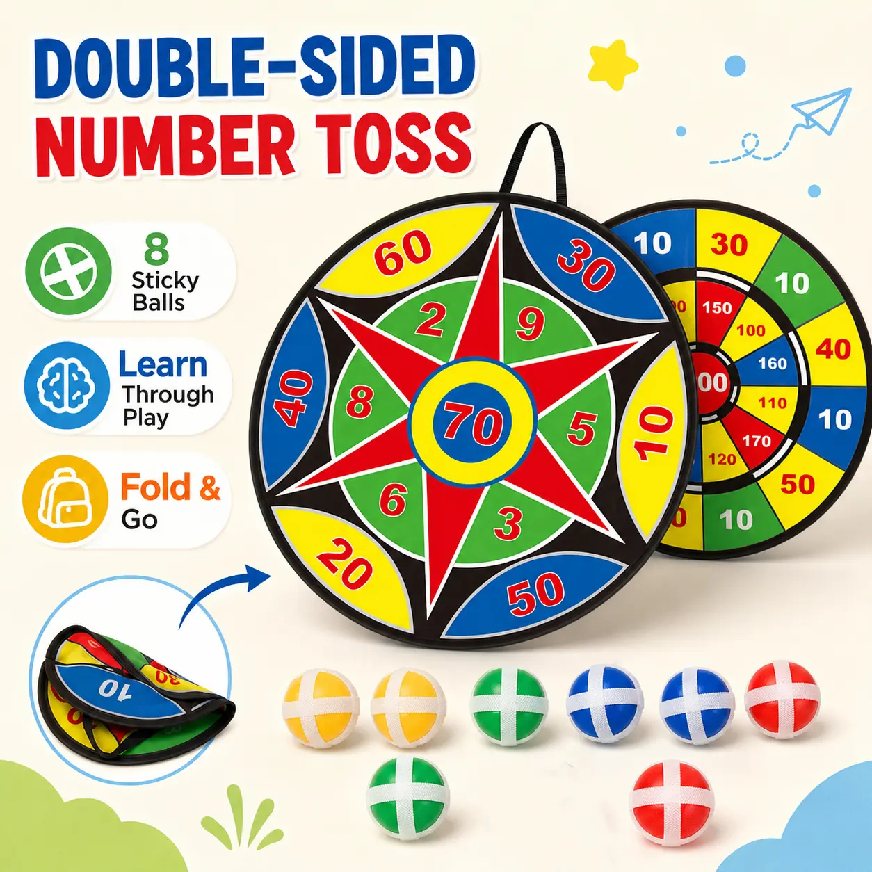 26 Inch Dart Board Game, Sticky Ball Darts Board with 8 Apcs Balls , Parent-child Interactive Toy Sports Game, Indoor & outdoor children's gifts, Creative Birthday and Holiday Gift Options, Toys for Boys, Fidget Toys,Valentine Christmas gifts-YY2
