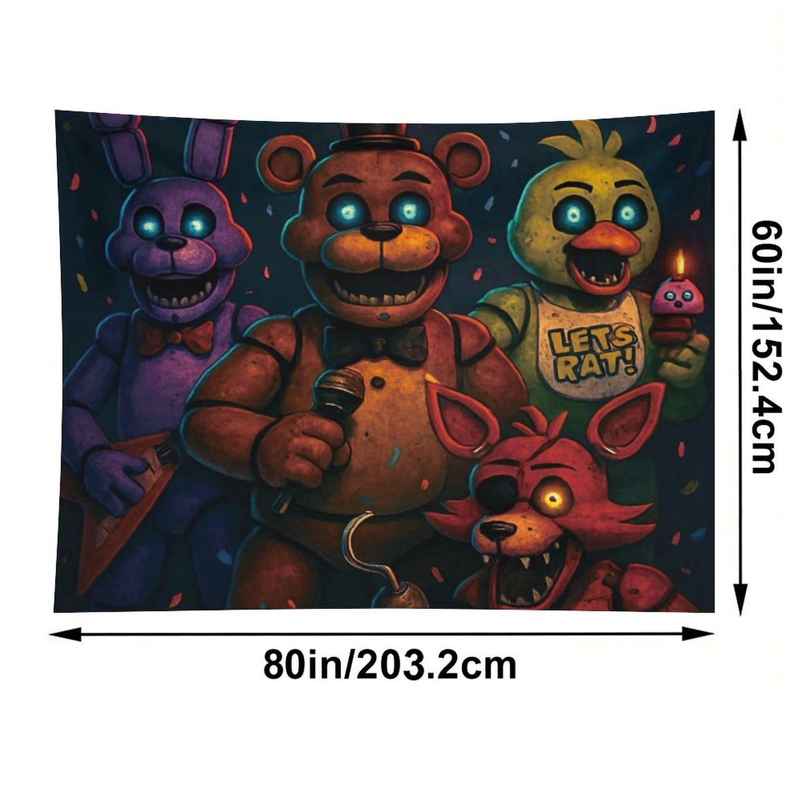 Five Nights at Freddy's (FNAF) Tapestry, Freddy Fazbear and Bonnie Theme Decorative Wall Hanging, Bedroom Dormitory Horror Game Merchandise Wall Tapestry
