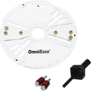 6202 Omni Base -  7" Router Base Plate, Mounting  Adjust to Any Router, Clear Design Improves Visibility, Includes Centering & Mortise Pins. Fits /16" Porter  Bushings