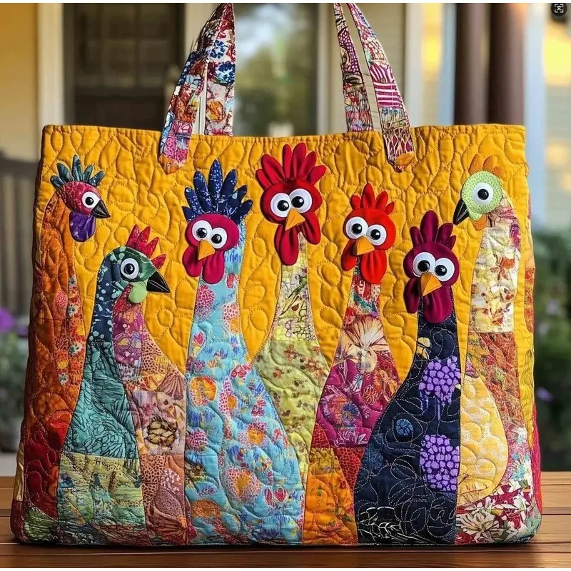 Stylish Women's 3D Digital-Print Down-Style Tote Bag - Soft, Quilted, Padded Fabric; A Casual Shoulder Bag Ideal for Daily Commuting