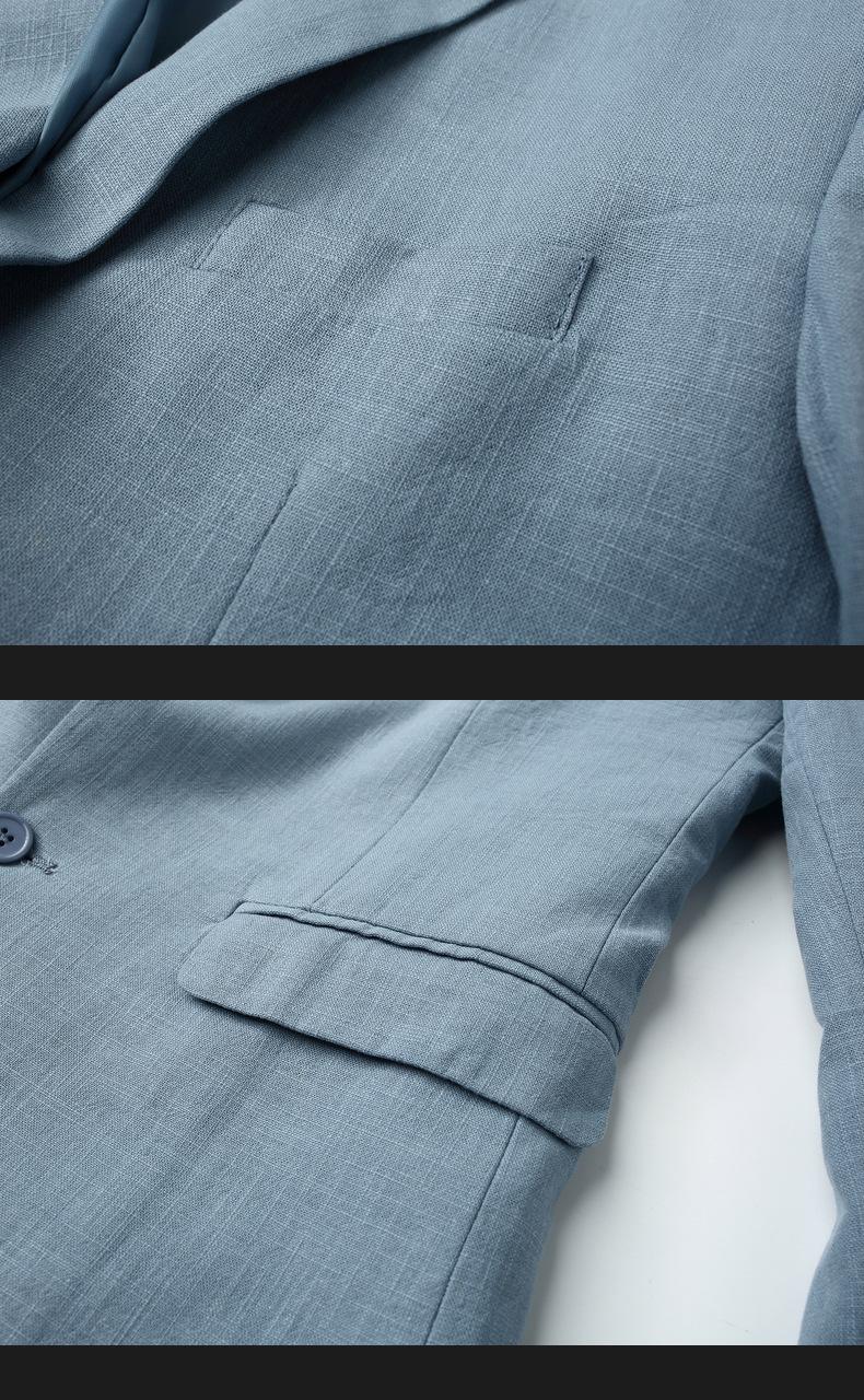 Men's Linen Blend Slim Fit Jacket  Breathable Casual Blazer, Two-Button Notch Lapel, Center Vent for Spring Fall