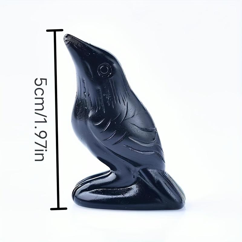 Natural Obsidian Crow Statue Handcrafted Black Crystal Raven Mineral Specimen Home Desk Decoration
