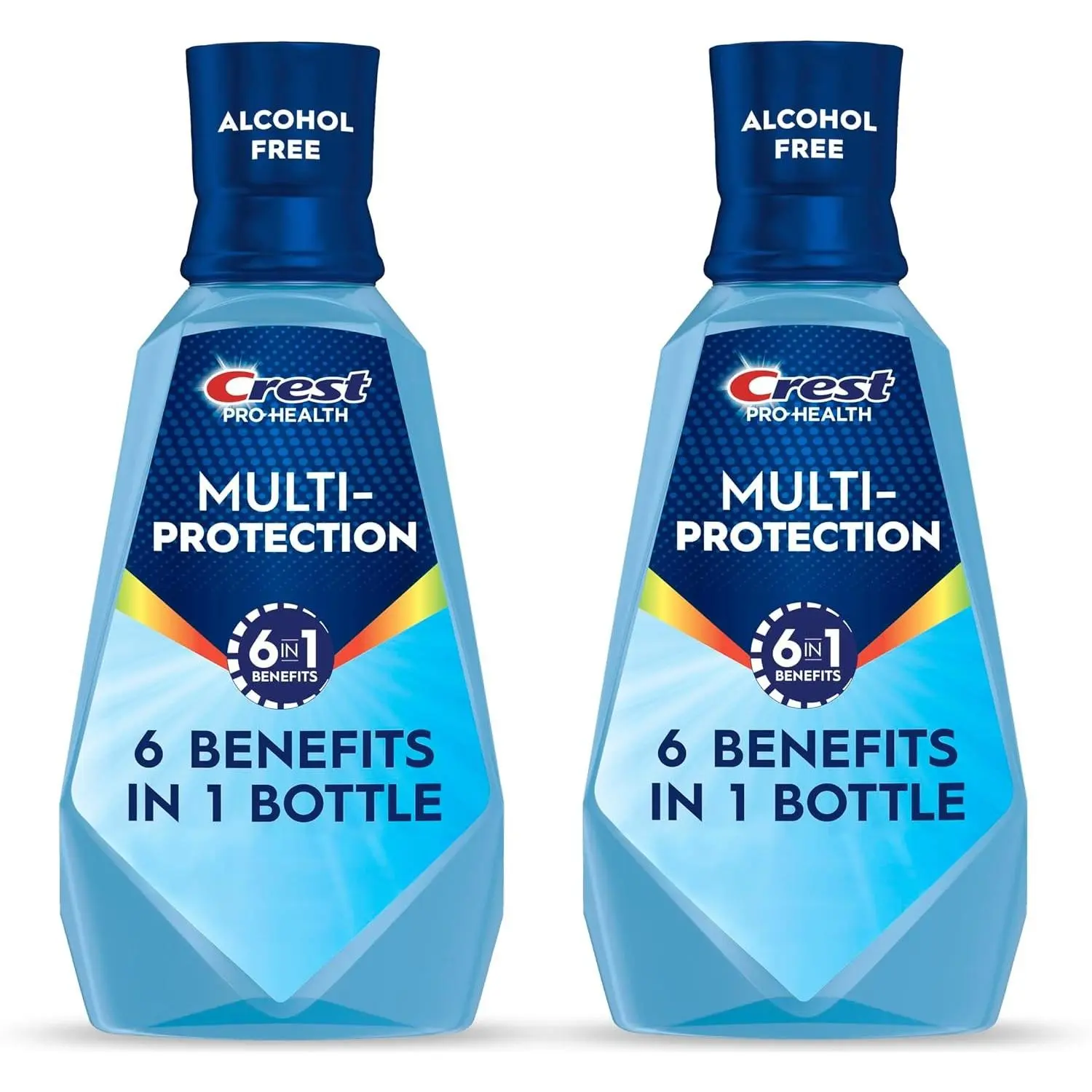 Crest Mouthwash Pro Health Multi-Protection, 1L, 2 Pack, 6-in-1 Benefits, Alcohol Free, Enamel Repair, Breath Freshener, Anti Cavity, Fluoride mouthwash, Bad Breath Treatment for Adults, Contains CPC