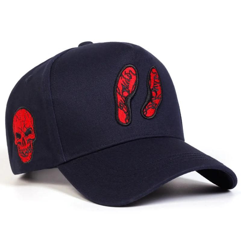Unisex Footprint Skull Embroidered Patch Baseball Cap Outdoor Adjustable Sunscreen Leisure Hat Spring Autumn Travel Tourism Beach Vacation