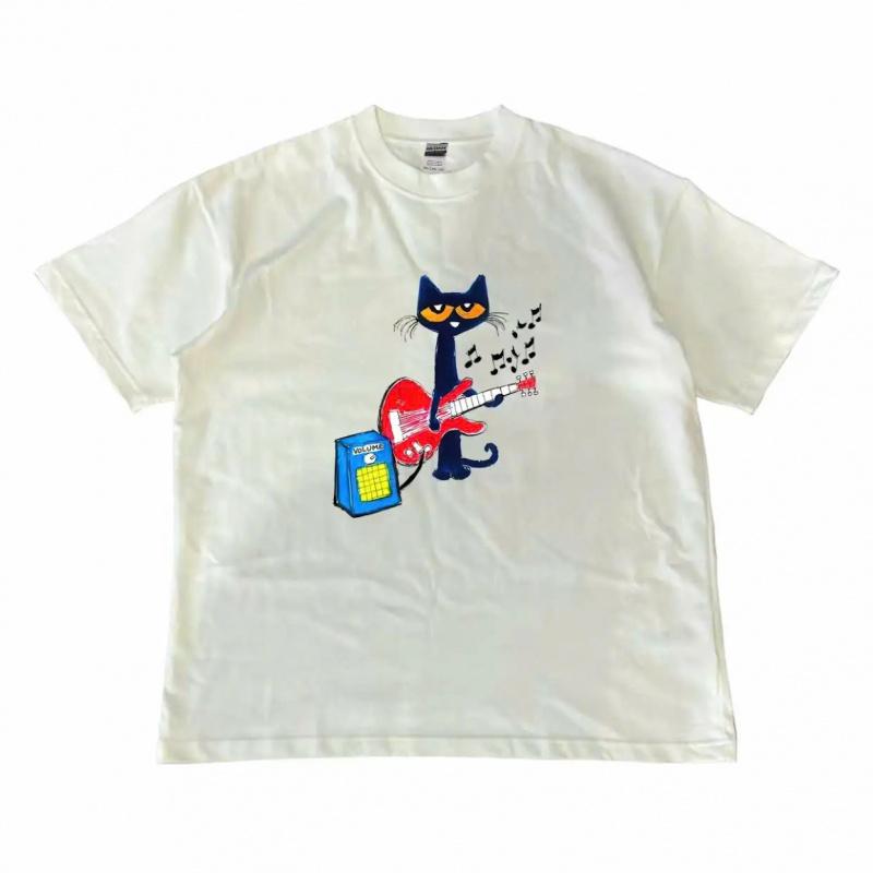 Pete the Cat Playing Guitar Shirt, Baby Tee Graphic Shirt - Menswear Top Tshirt Streetwear party's shirt