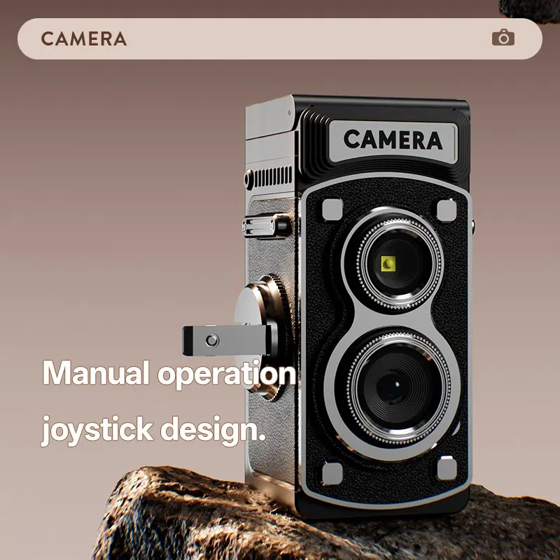 Vintage Digital Camera Portable Tlr Style Dual Lens, Auto Focus 1080P Full HD, Pocket Vlog Camera for Beginners and Teens, Portable Vlogging Camera