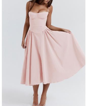 Summer 2026, European And American Strapless Dresses, New Waist-Cinching Fashionable And Sexy Slip Dresses