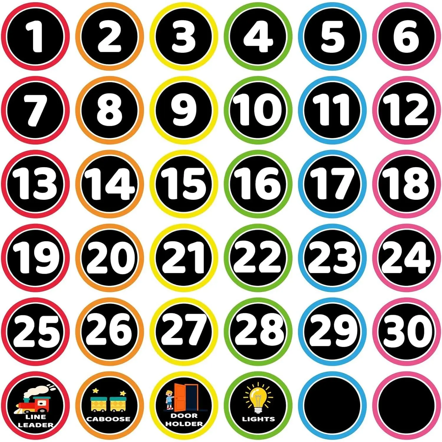 4" Number Spots for Classroom Floor Stickers 36pcs | 1-30 Number Stickers For Classroom, Line Up Spots For School Floor, Back To School Decorations For Office & School Supplies